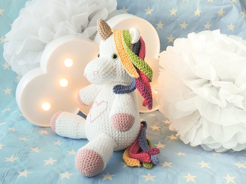 Plush unicorn amigurumi unicorn gifts for girls unicorn plush doll crochet unicorn plush crochet doll rainbow unicorn stuffed animal image 4