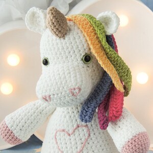 Plush unicorn amigurumi unicorn gifts for girls unicorn plush doll crochet unicorn plush crochet doll rainbow unicorn stuffed animal image 8