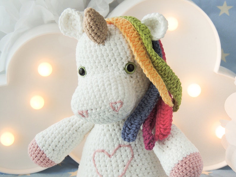 Plush unicorn amigurumi unicorn gifts for girls unicorn plush doll crochet unicorn plush crochet doll rainbow unicorn stuffed animal image 8