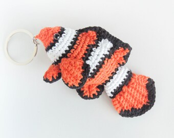 Keychain clownfish plush clownfish gift coral reef aquarium lover gifts aquarium keychain plushie sea lover gift sea coral reef decor