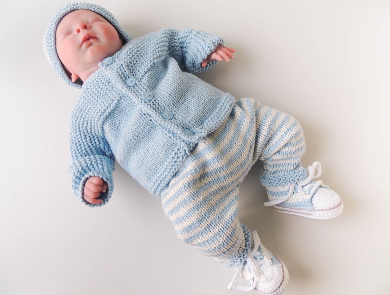 Knitted outfit for baby boy newborn boy photo outfit blue Etsy