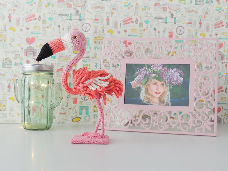 Flamingo decor for room flamingo gifts for girls flamingo cake topper flamingo art ornament flamingo birthday office flamingo figurine image 2