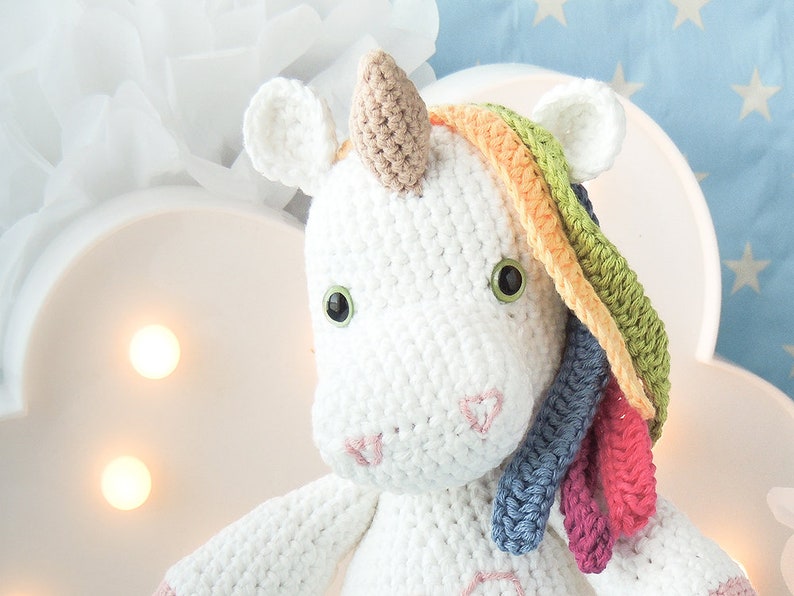 Plush unicorn amigurumi unicorn gifts for girls unicorn plush doll crochet unicorn plush crochet doll rainbow unicorn stuffed animal image 10