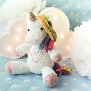 Plush unicorn amigurumi unicorn gifts for girls unicorn plush doll crochet unicorn plush crochet doll rainbow unicorn stuffed animal image 3