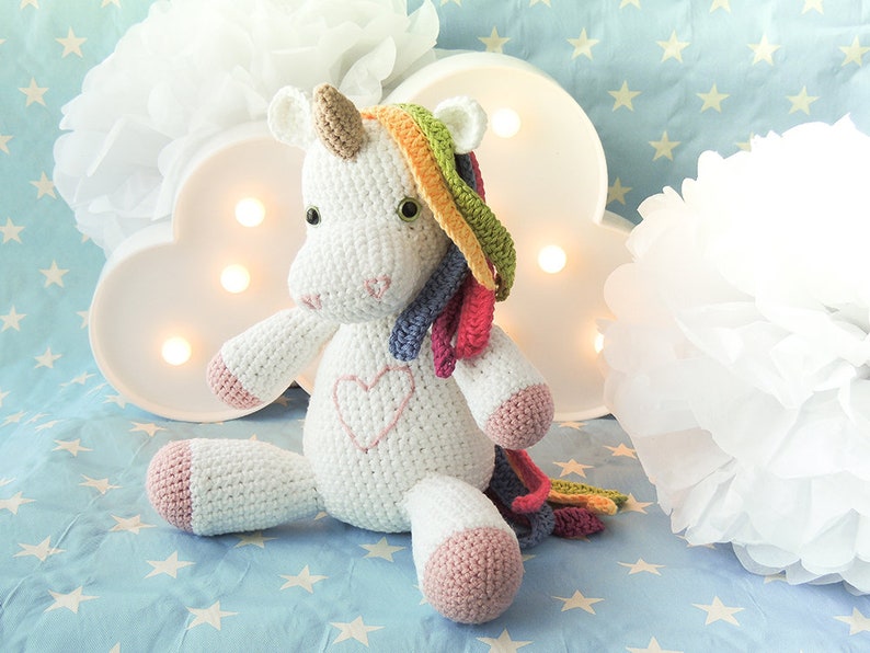Plush unicorn amigurumi unicorn gifts for girls unicorn plush doll crochet unicorn plush crochet doll rainbow unicorn stuffed animal image 3