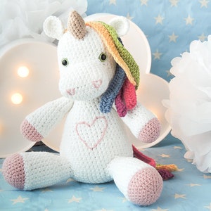 Plush unicorn amigurumi unicorn gifts for girls unicorn plush doll crochet unicorn plush crochet doll rainbow unicorn stuffed animal image 2