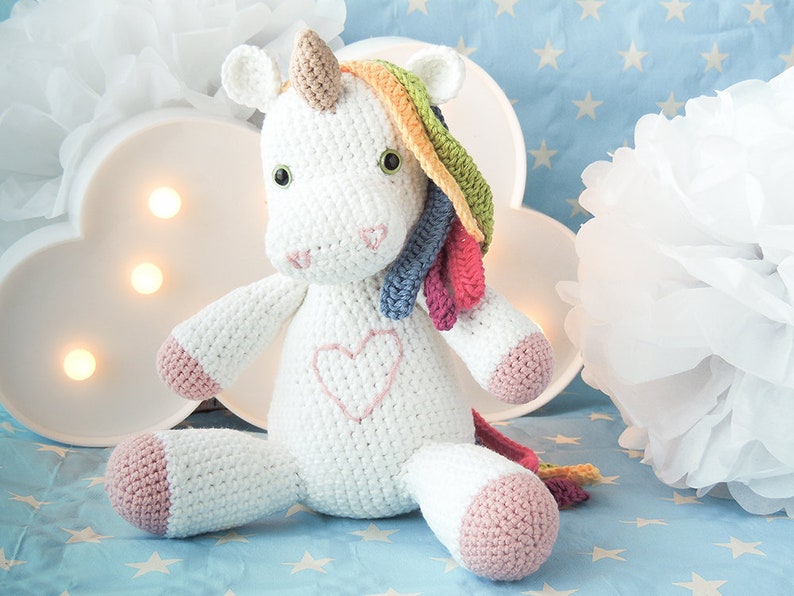 Plush unicorn amigurumi unicorn gifts for girls unicorn plush doll crochet unicorn plush crochet doll rainbow unicorn stuffed animal image 2