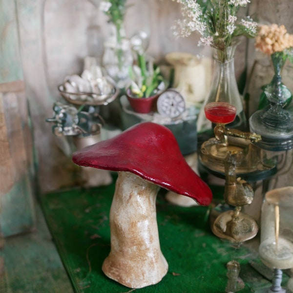 Champignon en argile pour décoration féerique - Cottage Mushroom Fairy Witch Automne Forêt