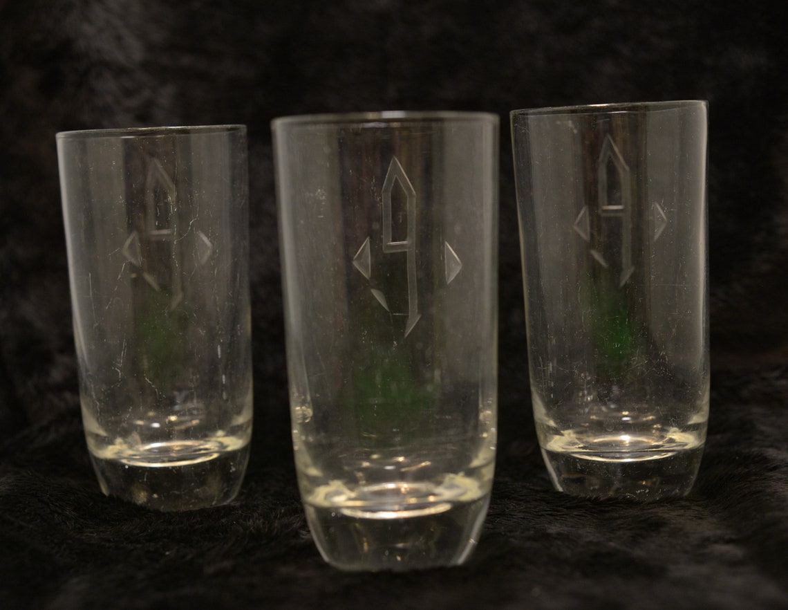 Crystal Bar Glasses Collins Glass Etched Glass Etsy