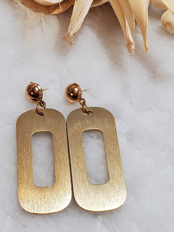 Vintage Brushed Gold Statement Drop Earrings