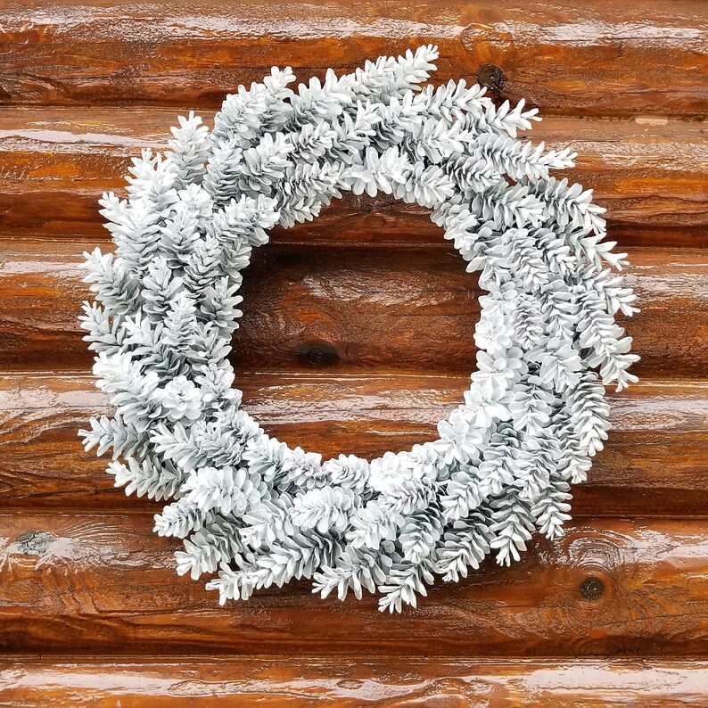 24 White Pine Cone Wreath Pure White Wreath Holiday Etsy