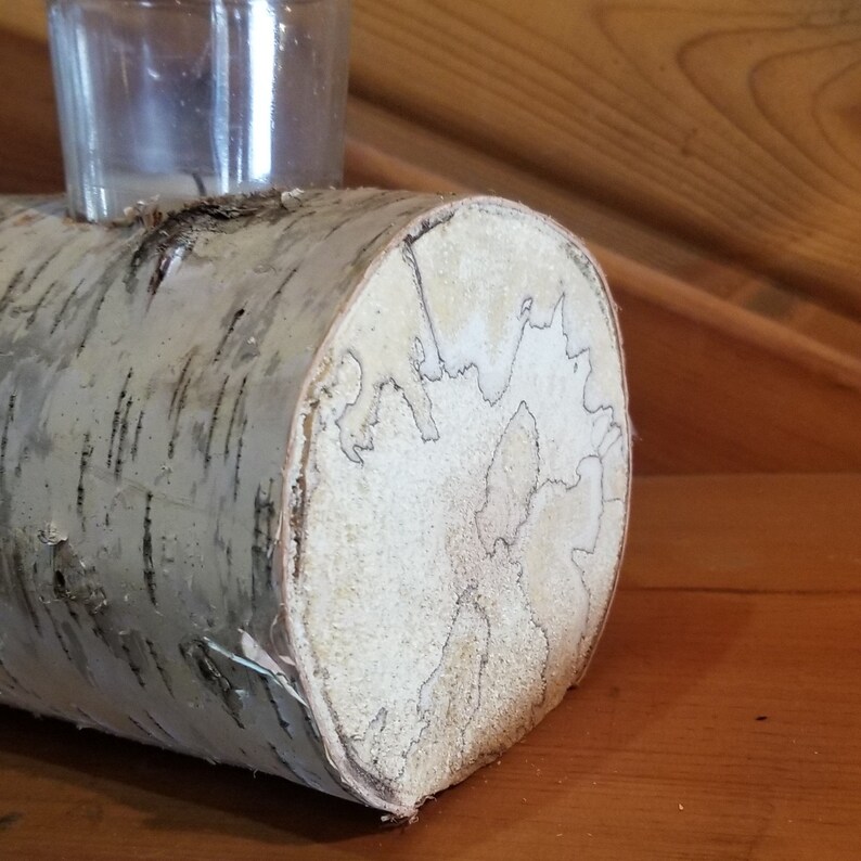 White Birch Log 5 Votive Holder White Birch Log Tea Light Etsy