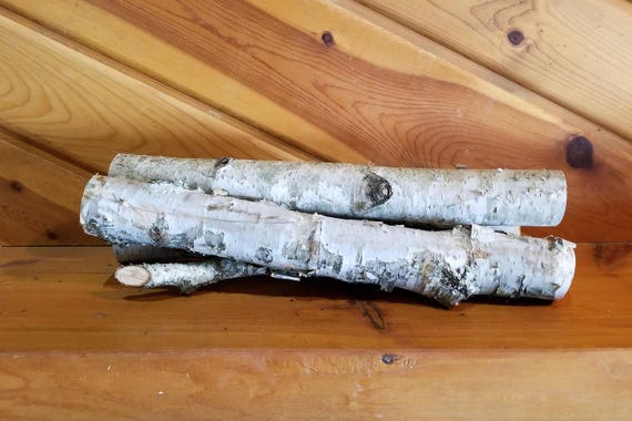White Birch Logs 16 Inch Wood Logs Fireplace Decor Home Etsy