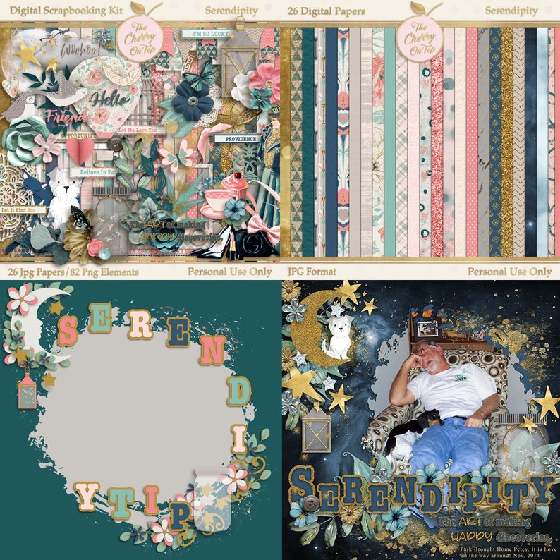 Download Serendipity Digital Scrapbooking Papers Backgrounds | Etsy