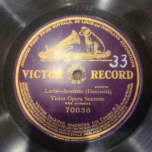 Vintage Record 78 RPM - Lucia-Sextette (Donizetti) - Victor Record - 70036