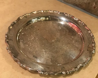 Large Old Master Embossed Towel Silver Plate Tray