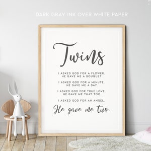 Impresión de poemas de niñas y niños gemelos, arte de pared para guardería de gemelos /01