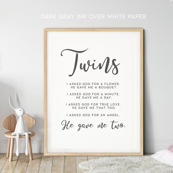 Twin girl boy poem print, Twin Nursery Wall Art /01