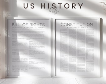 Patriotic Wall Art Set – 2 Prints, US Constitution & Bill of Rights, Instant Download