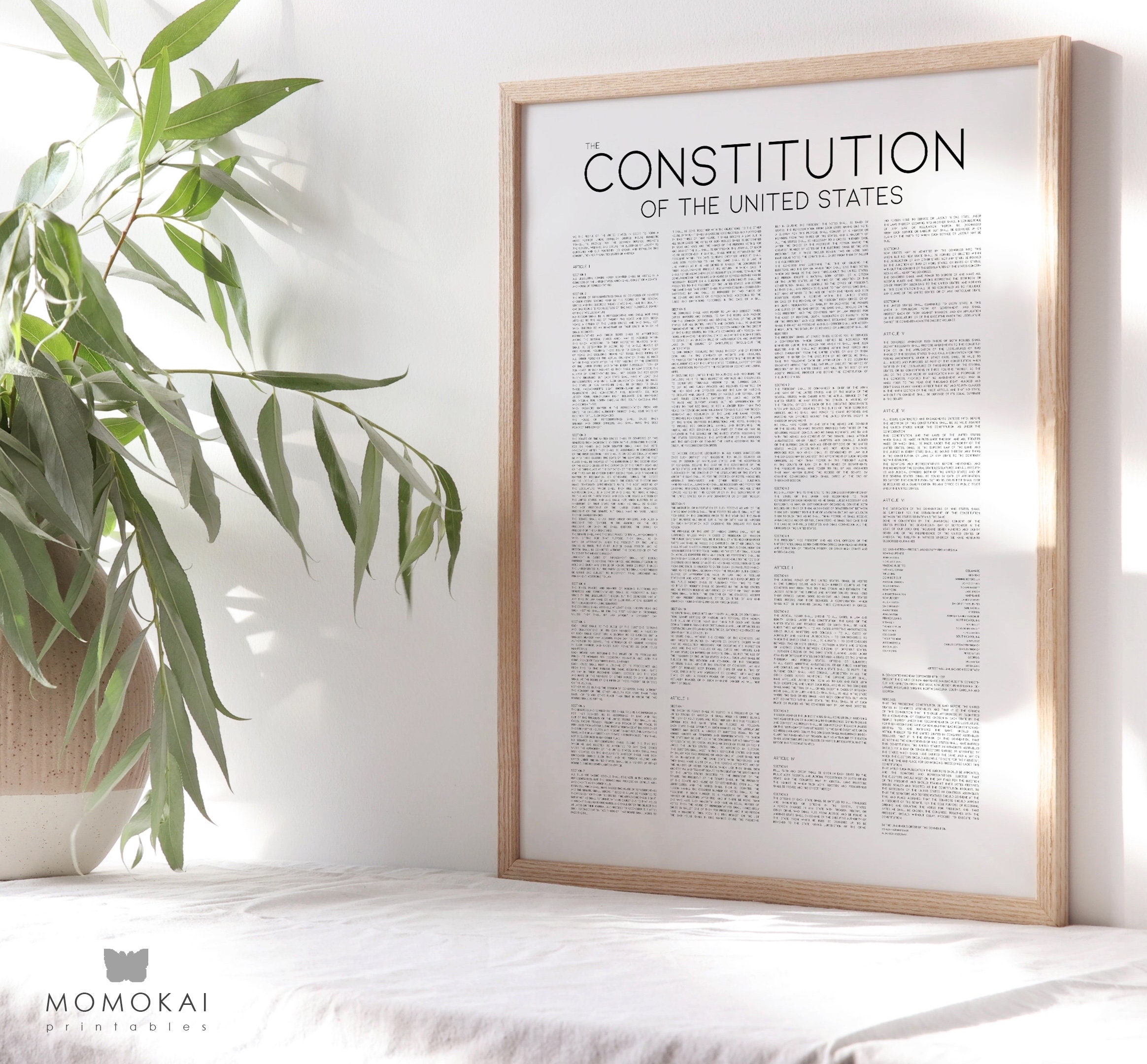 Patriotic Wall Art Set – 2 Prints, US Constitution & Bill of Rights ...