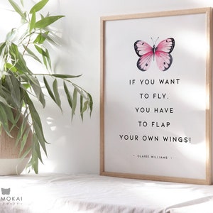 Inspirational Butterfly Quote Print, Motivational Printable Saying, Woman Office Decor, Girly Pink Wall Decor, Butterfly Success Quote /01