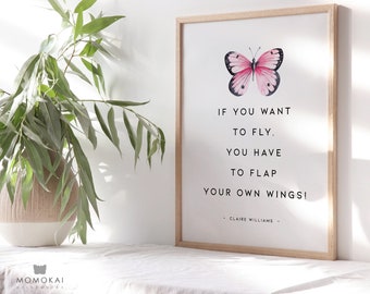 Self-Care Motivational Wall Art Print, Inspirational Quote for Confidence, Butterfly Digital Download