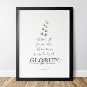 Matthew 5:16 Verse, Glorify Your Father Print, Bible Verses Printable Wall Art, Modern Verses Print, Scripture Wall Art, Christian Decor /01