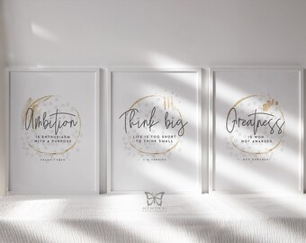 High-Performance Office Prints for Women | Hustle Culture & Mindset Quotes | Digital Download Set