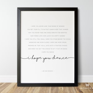 I hope you dance song lyrics, Lee Ann Womack country music, 2nd anniversary guitar player gift, musician gift /01
