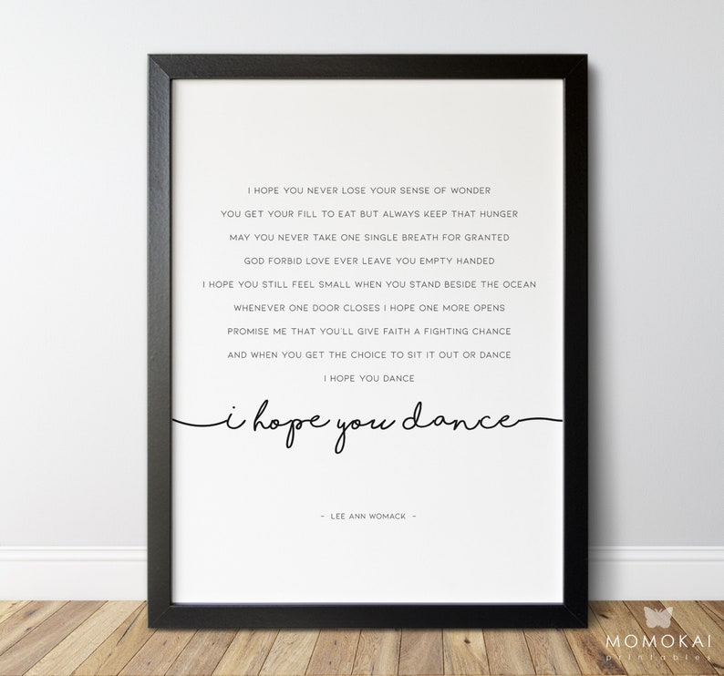 I hope you dance song lyrics, Lee Ann Womack country music, 2nd anniversary guitar player gift, musician gift /01 