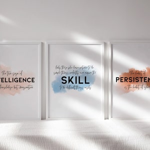 Modern Workplace Wall Art, Success Quotes, Office Set of 3 Prints, Home Office Motivational Quotes, Colorful Prints, Watercolor Art /01