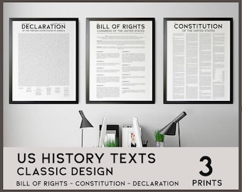 Patriotic Wall Art Set – Declaration, Constitution & Bill of Rights, 3 Printable Prints