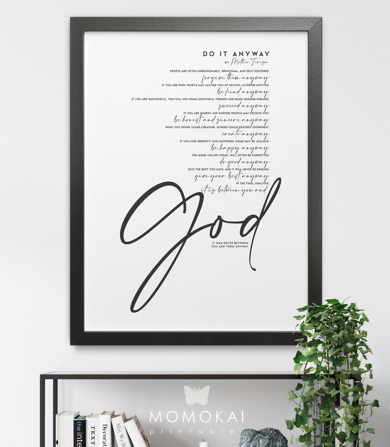 Mother Teresa Poster Do It Anyway /01 Etsy