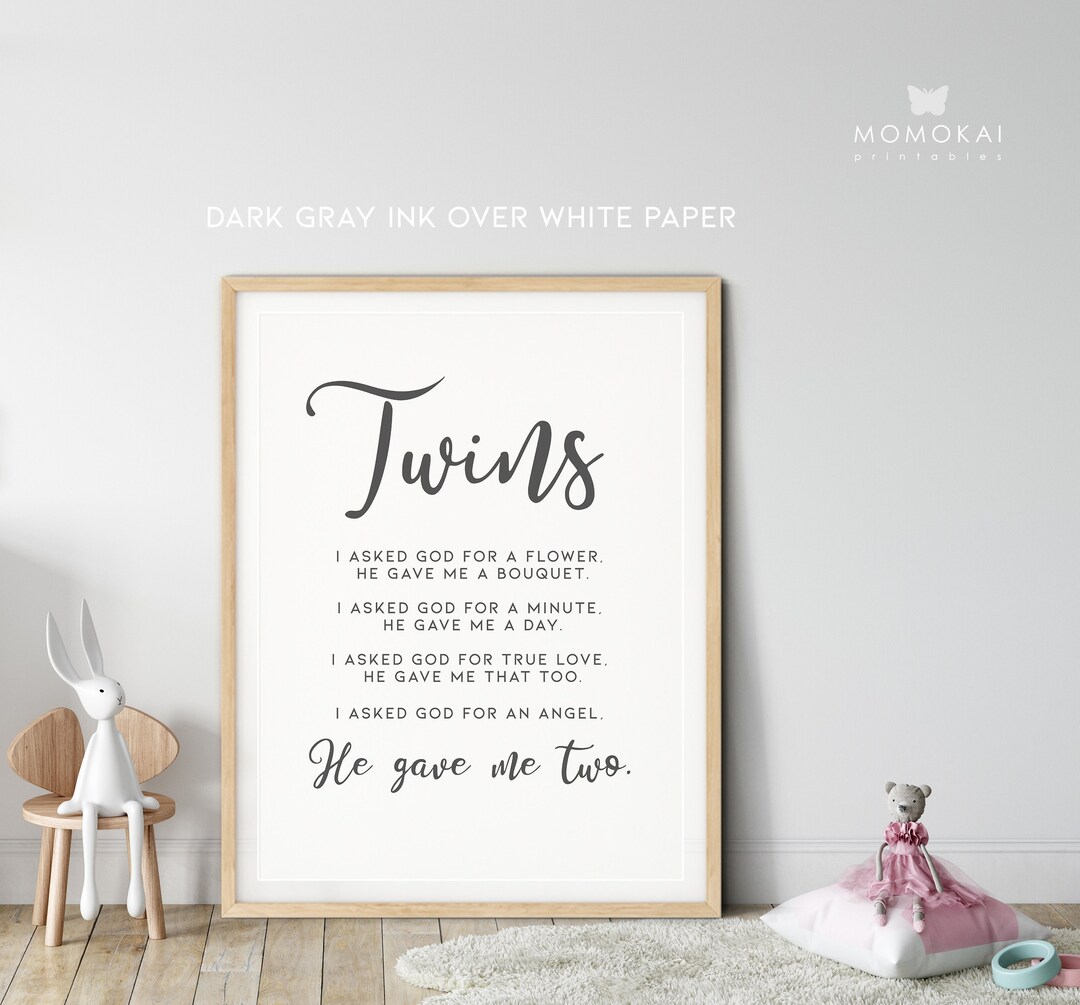 Twin Girl Boy Poem Print, Twin Nursery Wall Art /01 Etsy