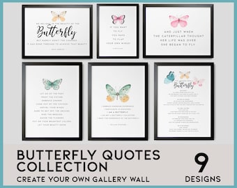 Butterfly Printable Quotes – Motivational Wall Art Set for Change & Growth