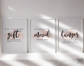 Motivational Office Print Set, Inspirational Quotes (Digital Download)