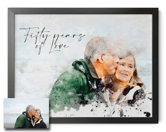 Retrato personalizado de los abuelos en acuarela / Regalo familiar personalizado