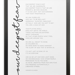Our Deepest Fear by Marianne Williamson Printable Poster - Etsy