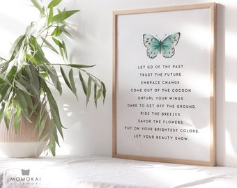 Inspirational Quote Print for Positive Mindset, Self-Care, Butterfly, Digital Download, Printable Quote