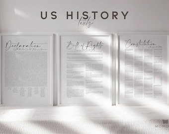 Patriotic Wall Art Set – Declaration, Constitution & Bill of Rights – Military and Lawyer Gift