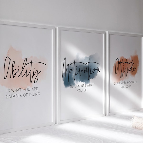 Work Mindset Printable Set of 3, Confidence Motivation Office Wall Art for Women