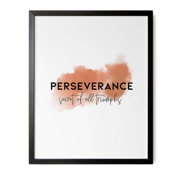 Perseverance Definition, Watercolor Quote Print, Modern Office Decor, Success Quote, Inspirational Workplace Art, Office Definition /01