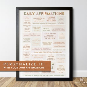 Personalizable daily affirmations, custom mantras poster, daily affirmations printabl wall art /01