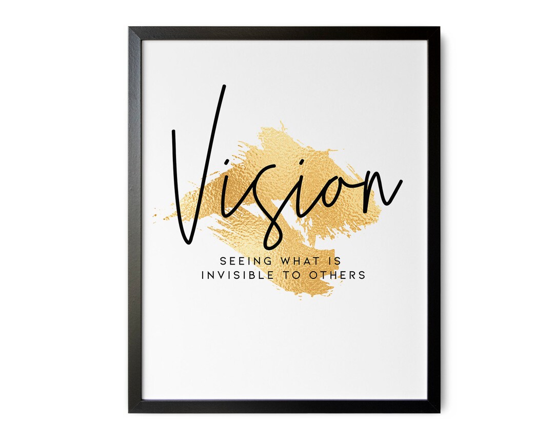 Vision Success Print, Gold Office Wall Art, Modern Woman Office Decor