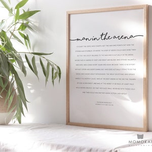 The Man in the Arena Print | Theodore Roosevelt Quote | Daring Greatly Roosevelt Speech | Man in Arena Printable | US Presidents Speech /01