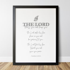Numbers 6:24-26 Verse, The Lord Bless You Print, Bible Verse Printable Wall Art, Modern Verse Print, Scripture Wall Art, Christian Decor /01