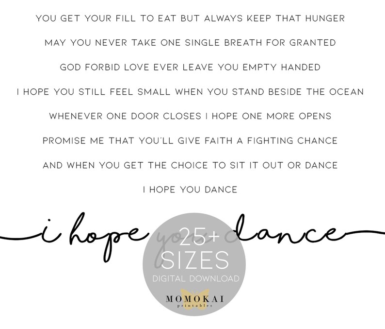I Hope You Dance Song Lyrics Lee Ann Womack Country Music Etsy I hope you dance song lyrics lee ann womack country music etsy