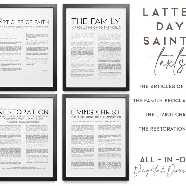 LDS Printable Set, Family Proclamation, Restoration Proclamation, Living Christ, Articles of Faith,  LDS Modern Printable Wall Art /01