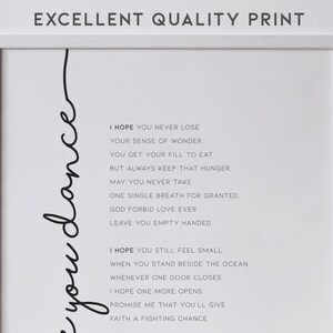 I Hope You Dance Song Print, Lee Ann Womack, Printable Wall Art