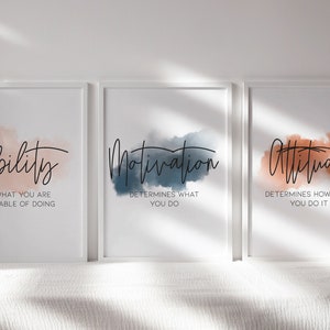 Woman Office Motivational Printable Art | Girly Watercolor Home Office Decor | Personalizable Stylish Set of 3 Office Printable Posters /01